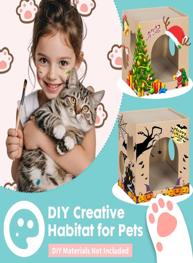 PowerKing Cardboard Cat House with 2-Stories Scratch Pad | 2-Level Cat Play House, Hideaway Cave & Scratching Toy | Durable Corrugated Condos Bed for Indoor Cats/Kittens/Bunny/Small Animals - Image 5